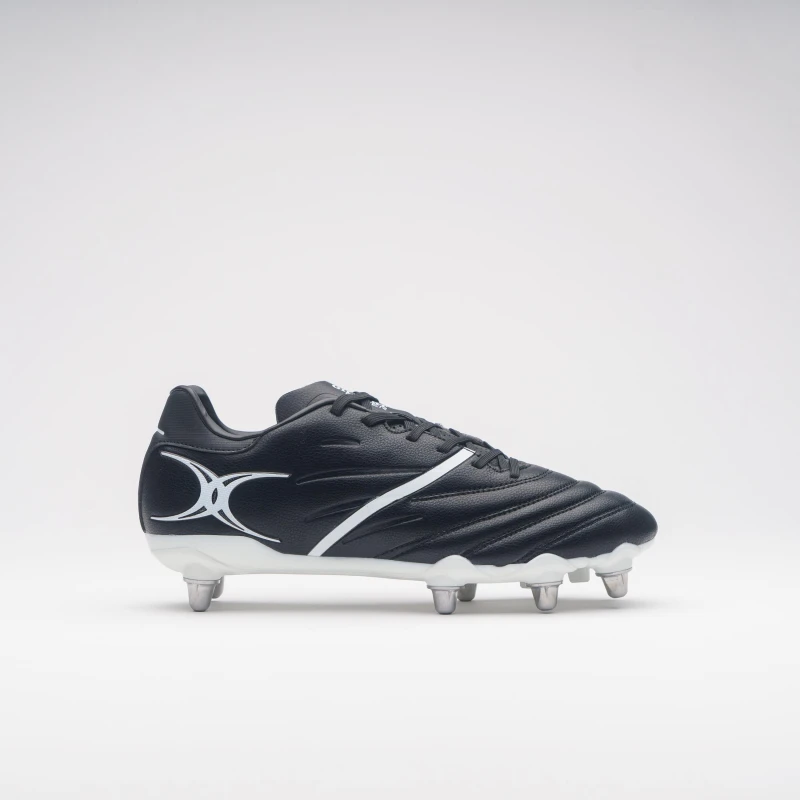 Image of Gilbert Sidestep X20 Power Adults Soft Ground Football Boots Black/White unisex 7 (41)