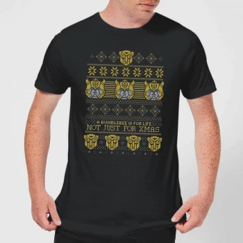 Image of Bumblebee Classic Ugly Knit Mens Christmas T-Shirt - Black - 3XL - Black