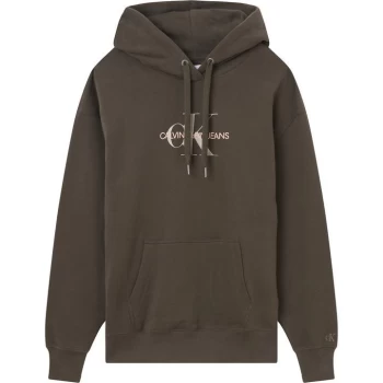 Image of Calvin Klein Jeans Mid Scale Mono Hoodie - BLACK OLIVE