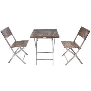 Image of Charles Bentley Rattan Bistro Set - Dark Brown