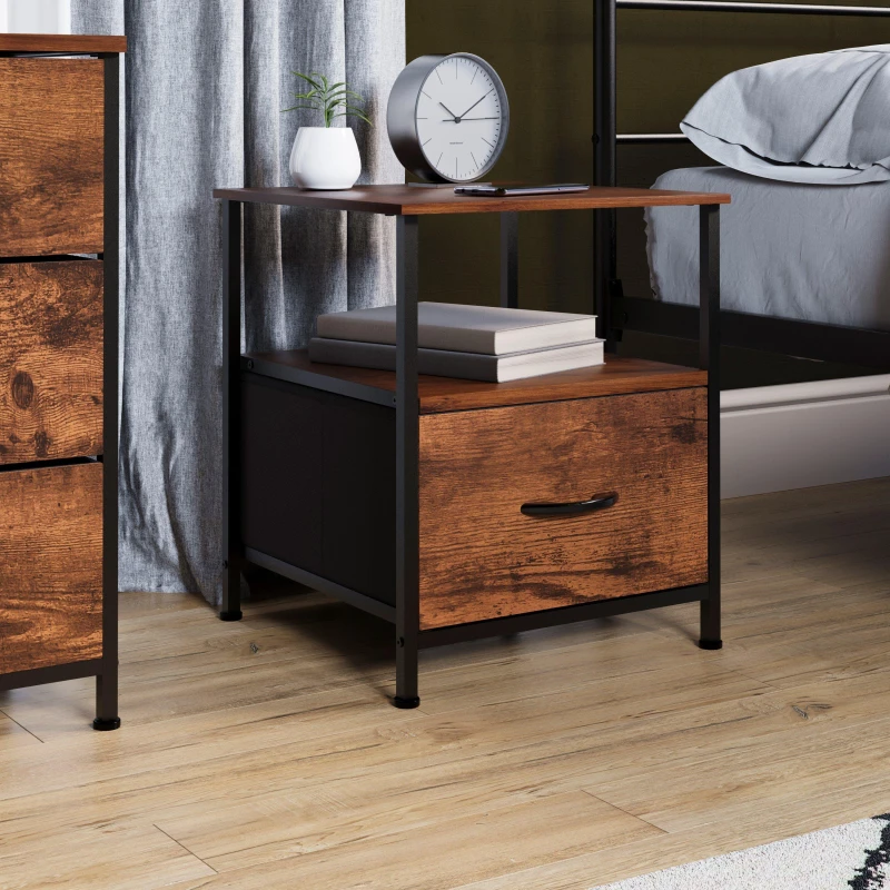 Image of Lassic Chorley 1 Drawer Fabric Storage Chest UKFR Rustic Brown unisex 1 Drawer