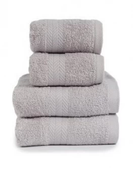 Image of Essentials Collection 4 Piece 100% Cotton 450 Gsm Quick Dry Towel Bale - Light Grey
