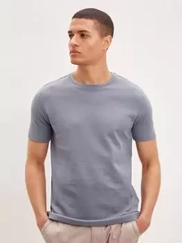 Image of Burton Menswear London Burton Slim Fit Textured T-Shirt, Blue, Size L, Men
