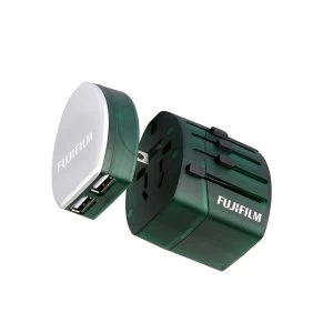 Image of Fujifilm World Trip Dual USB Charger and Travel Adaptor Green