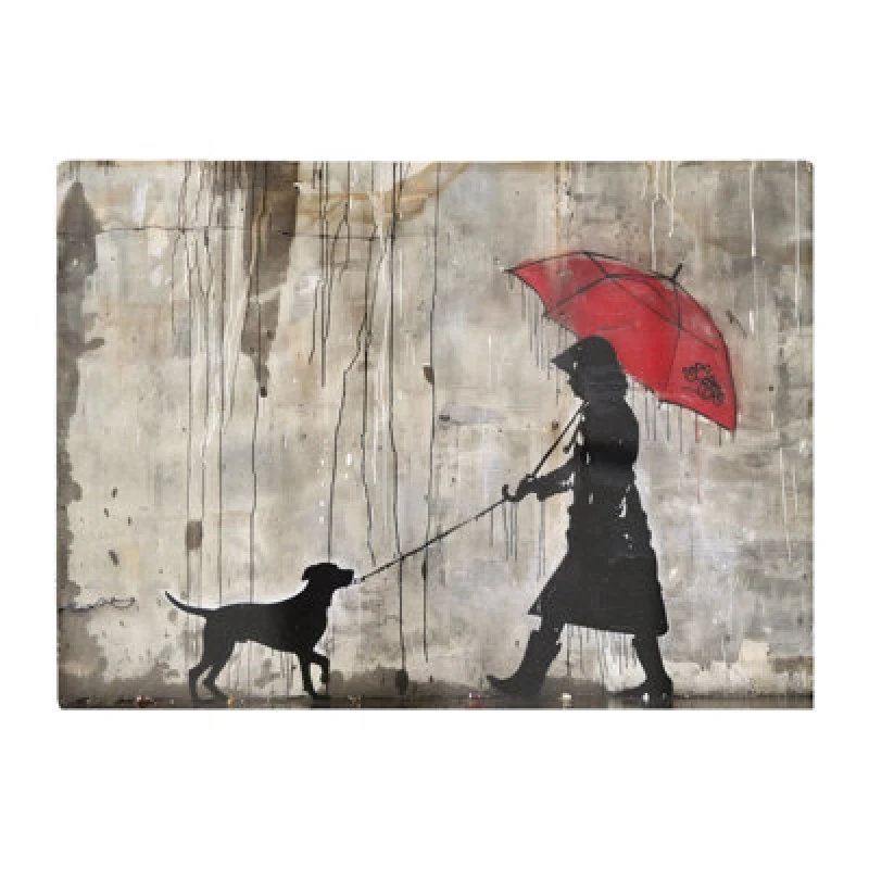 Image of Warren Reed Designer Rainy Day Walk With Red Umbrella Chopping Board