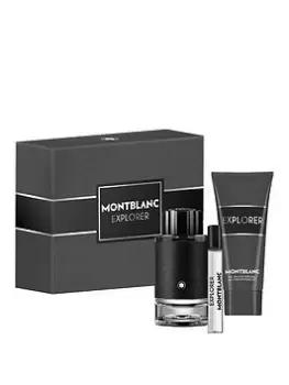 Image of Mont Blanc Explorer 100ml Eau de Parfum, Shower Gel 100ml & Eau de Parfum 7.5ml Plastic-Free Gift Set, Black, Women