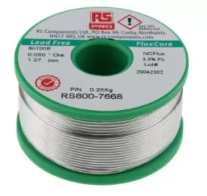Image of RS PRO 1.27mm Wire Lead Free Solder, 228C Melting Point