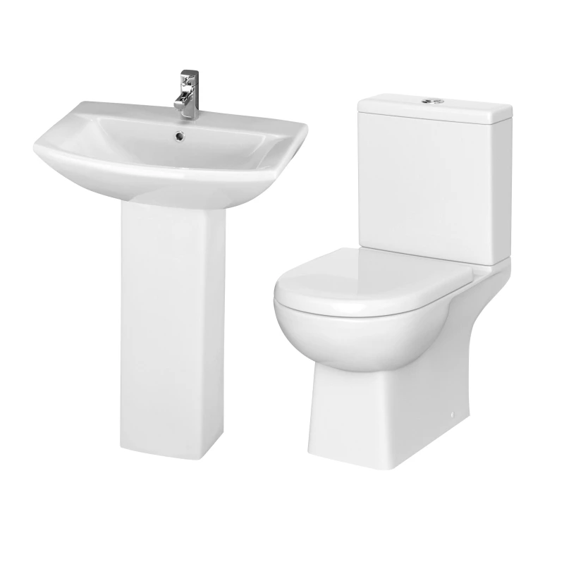Image of Balterley Close Coupled Toilet Pan Cistern Seat Basin Full Pedestal White unisex