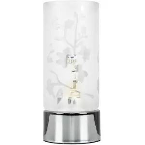 Image of Minisun - Chrome Touch Dimmer Table Lamp Glass Shade Bedside Lounge