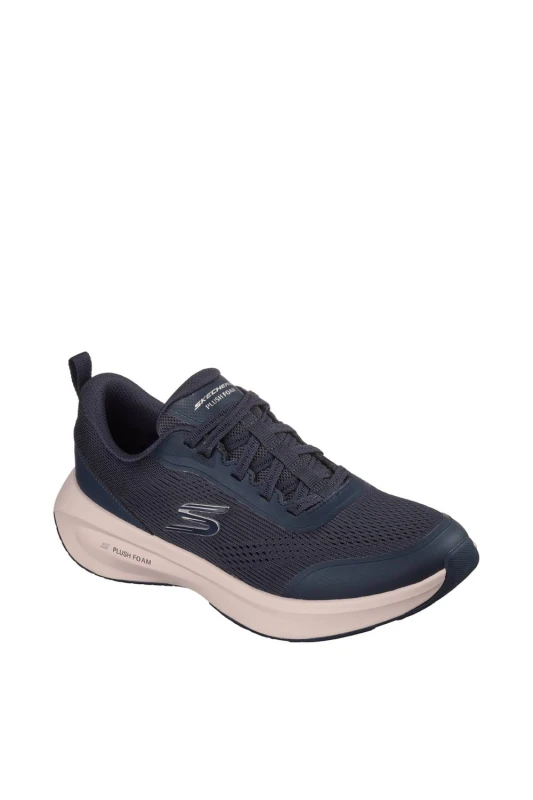 Image of Skechers Womens PLUSH FOAM Mesh Lace-Up Navy Size: 5 Navy Female 5