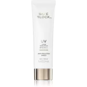 Image of Missha Safe Block RX Cover Tone Up Sun protective mineral cream for face and sensitive areas SPF 50+ shade Foundation-Free 50ml