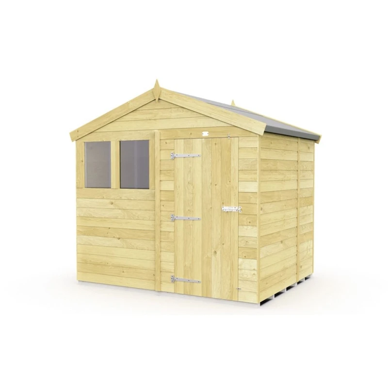 Image of Buttercup Farm 8 x 5 Feet Apex Shed - Single Door W/ Windows - L158 x W231 x H217cm in Brown Brown Unisex