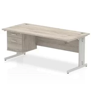 Image of Impulse 1800 Rectangle Silver Cable Managed Leg Desk Grey Oak 1 x 2