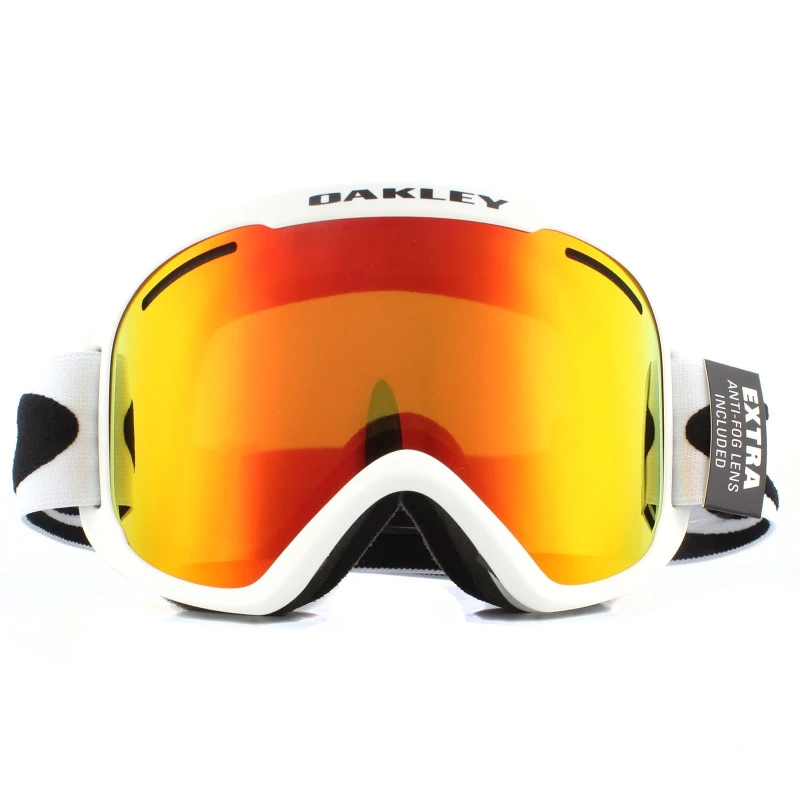 Image of Oakley Oakley O Frame 2.0 Pro XM OO7113-03 Matte White Fire Iridium & Persimmon Ski Goggles White One Size Unisex 888392443953