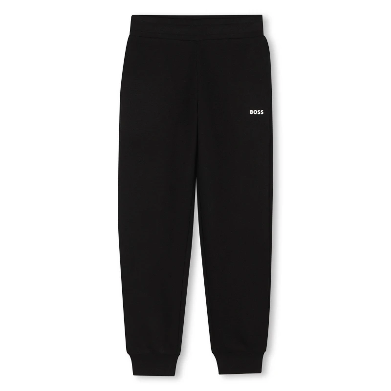 Image of BOSS Kids Logo Closed Hem Fleece Joggers Closed Hem Fleece Jogging Bottoms 4Y Black 48224603135