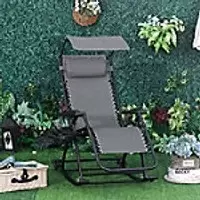 Image of OutSunny Rocking Chair Steel Frame Grey 670 x 1,020 mm