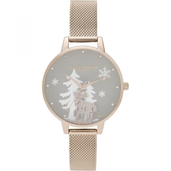 Image of Ladies Olivia Burton Vegan Grey Rose Gold & Silver Watch