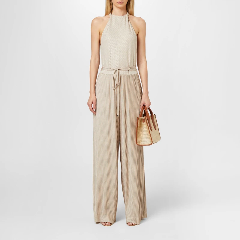 Image of Boss Womens Exuma Jumpsuit Open Beige 298 female 8 (S)
