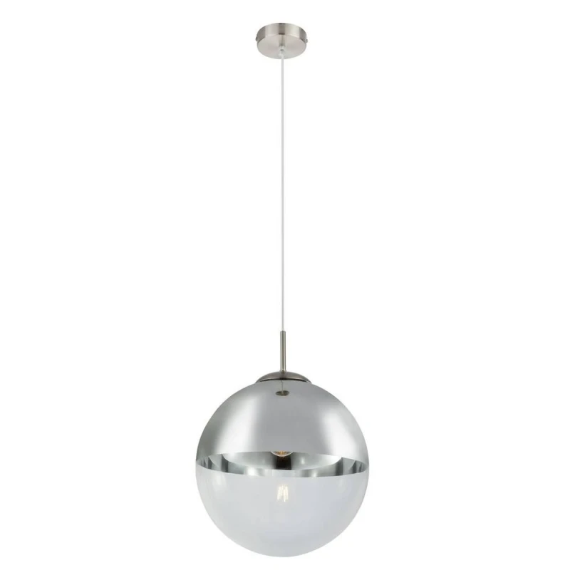 Image of Netlighting Varus 30cm Globe Pendant Nickel Matt Transparent Glass Shade 1x E27 in Grey Grey Unisex