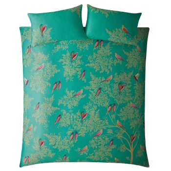 Image of Sara Miller Green Birds Duvet Set - Teal - Double