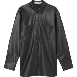 Image of Calvin Klein Jeans Faux Leather Overshirt - Black