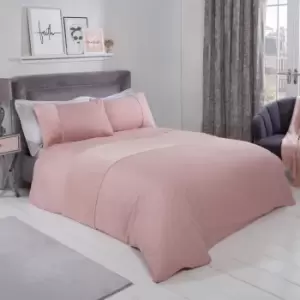 Image of Sienna Faux Fur Panel Duvet Cover Pillowcase Band Bedding Set Blush Super King