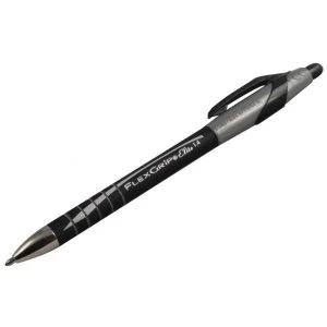 Image of Paper Mate FlexGrip Elite Ballpoint Pen Retractable 1.4mm Tip 1.0mm Line Black Pack of 12