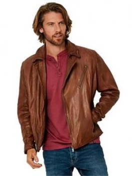 Image of Joe Browns Joe Browns Burner Leather Jacket, Tan, Size S, Men