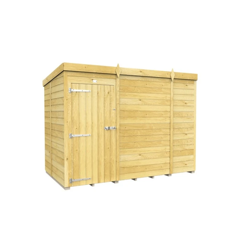 Image of Buttercup Farm 9 x 5 Feet Pent Shed - Single Door W/O Windows - L147 x W276 x H201cm in Brown Brown Unisex