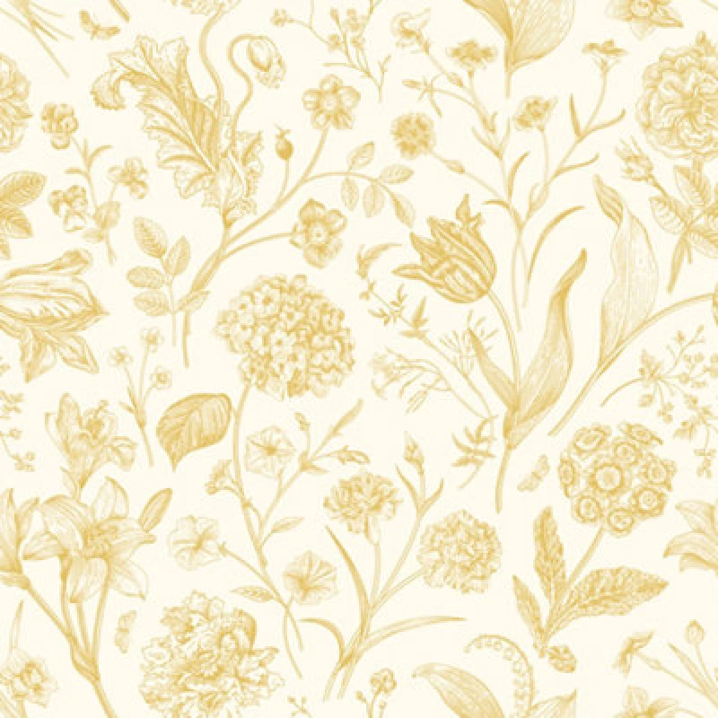 Image of Hoopla Walls Floral Toile - Rich Butter 10M Wallpaper