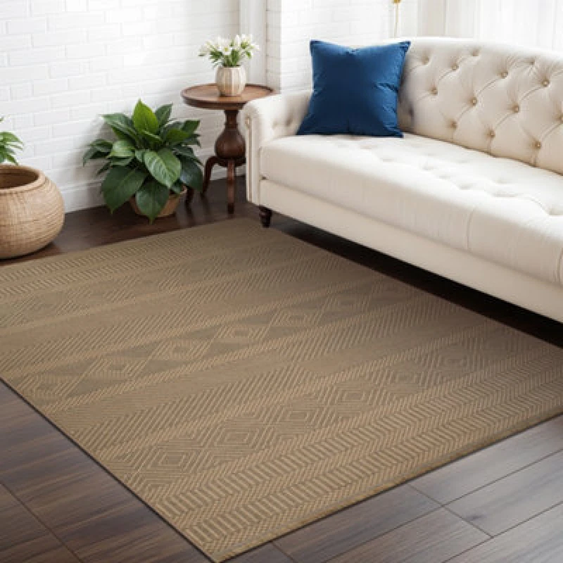 Image of Livabliss Cottage Tan Machine Washable Jute Mythri Area Rug 158 X 213cm - Easy Care, Non Shedding, Ideal For Living Room & Bedroom