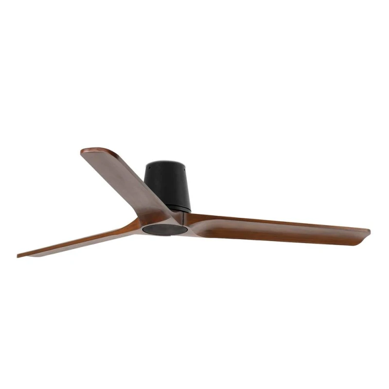 Image of Netlighting Heywood Tub Large 3 Blade Ceiling Fan Matt Black Walnut in Brown Brown Unisex