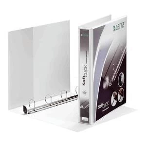 Image of Original Leitz A4 Softclick Presentation Ring Binder PVC 4 D Ring 40mm Capacity White Pack of 4