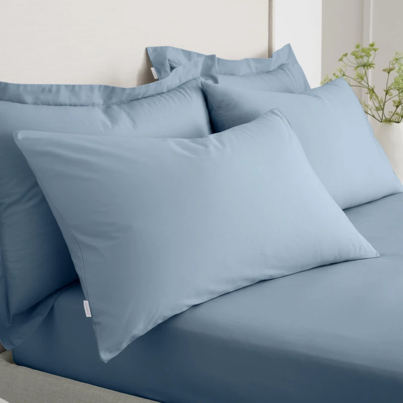 Image of Bianca 200 TC Cotton Percale Standard Pillowcase Pair Blue unisex Standard