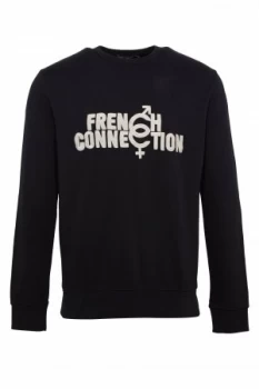 Image of Mens French Connection Connection Crew Neck Sweatshirt Nearly Black
