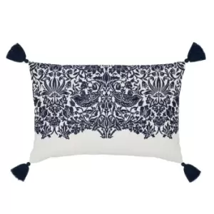 Image of Morris and Co Acanthus - Pimpernel Embroidered Cushion - Blue