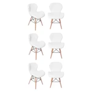 Image of Cecilia Eiffel Faux Leather Dining Chair Set of 6 - White - White
