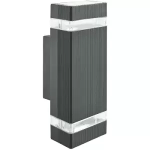 Image of Searchlight Sheffield Outdoor & Porch Up Down Wall Bracket, Black, Clear Diffuser IP44 2700K