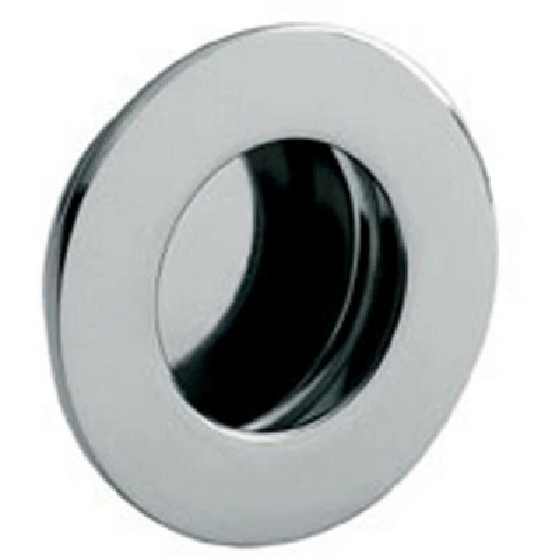 Image of Loops Circular Low Profile Recessed Flush Pull 80mm Diameter Bright Stainless Steel Metallics unisex