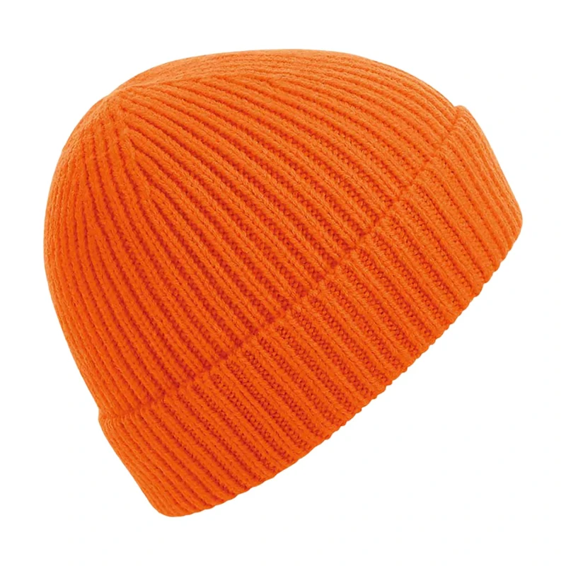 Image of Beechfield Beechfield Men Engineered Knit Ribbed Beanie in Orange Orange One Size Male 5059444612831