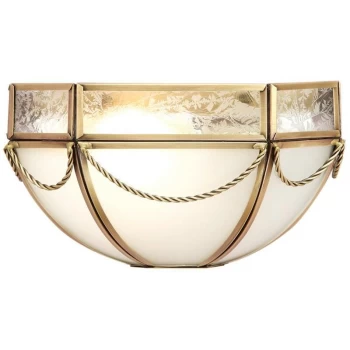Image of Interiors 1900 Lighting - Interiors 190001W - 1 Light Indoor Wall Uplighter Antique Brass with Frosted Glass, E27