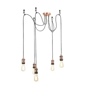 Image of Inlight Padua 5-Light E27 Pendant Cord Set Copper & Black
