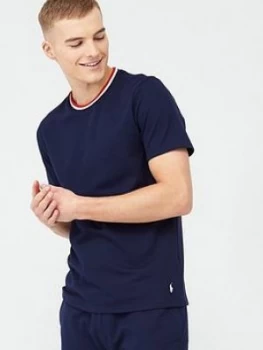 Image of Polo Ralph Lauren Contrast Collar Lounge T-Shirt - Cruise Navy