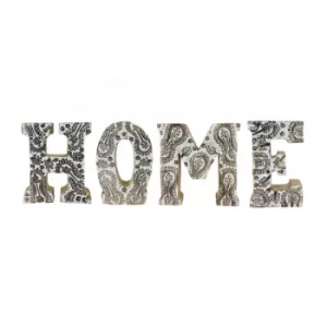 Image of Hand Carved Wooden White Flower Letters Home
