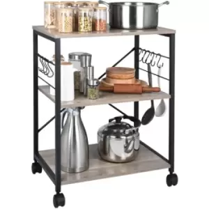 Image of VEVOR Kitchen Baker's Rack, 3-Tier Industrial Microwave Stand with Hutch & 8 S-Shaped Hooks, Multifunctional Coffee Station Organizer with Utility Sto