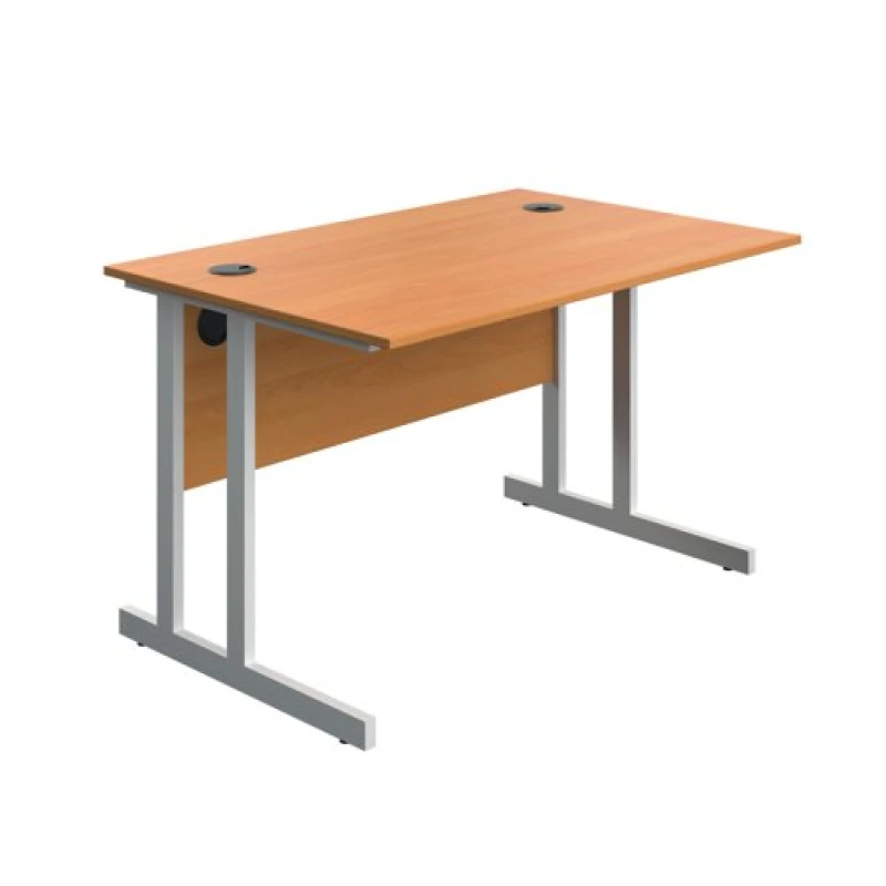 Image of Serrion Twin Upright Desk 1200x800x730mm Beech/White KF800297