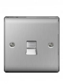 Image of British General Brushed Steel 1 Gang Telephone Socket Master Screw Type