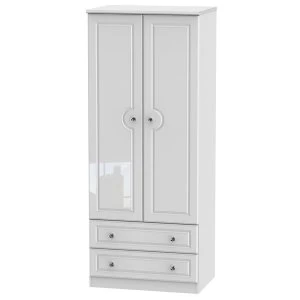 Image of Robert Dyas Berryfield Ready Assembled 2-Door 2- Drawer Wardrobe - Gloss White