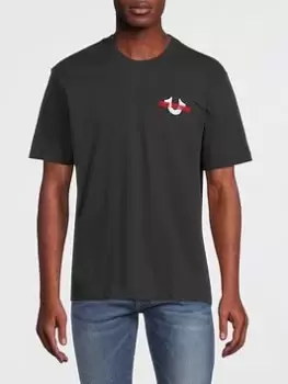 Image of TRUE RELIGION Relaxed World Tour T-Shirt - Black, Size L, Men