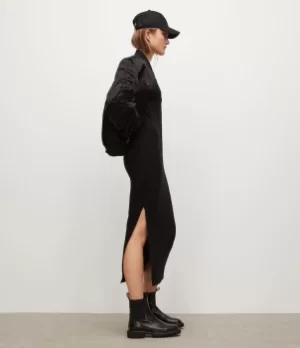 Image of AllSaints Womens Rina Long Sleeve Maxi Dress, Black, Size: 6